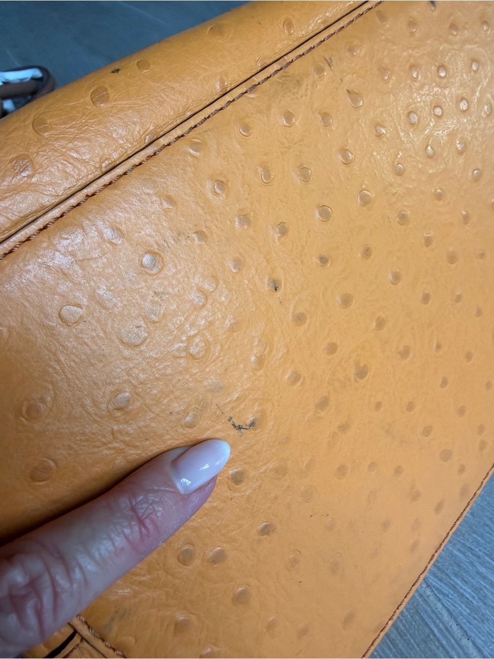 kate spade Orange Ostrich-Embossed Shoulder Tote - Picture 12 of 15